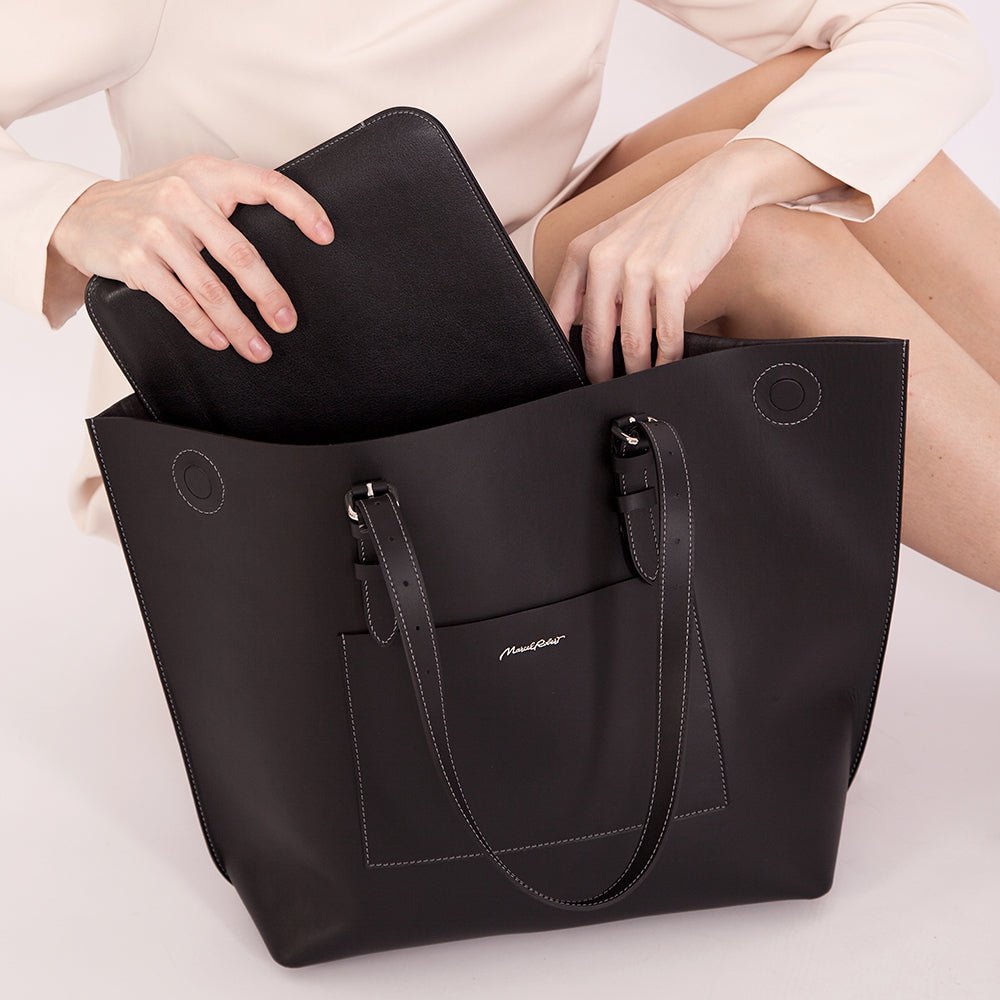 Pouch for Macbook 14'' Natural Black Leather | Marcel Robert - 4