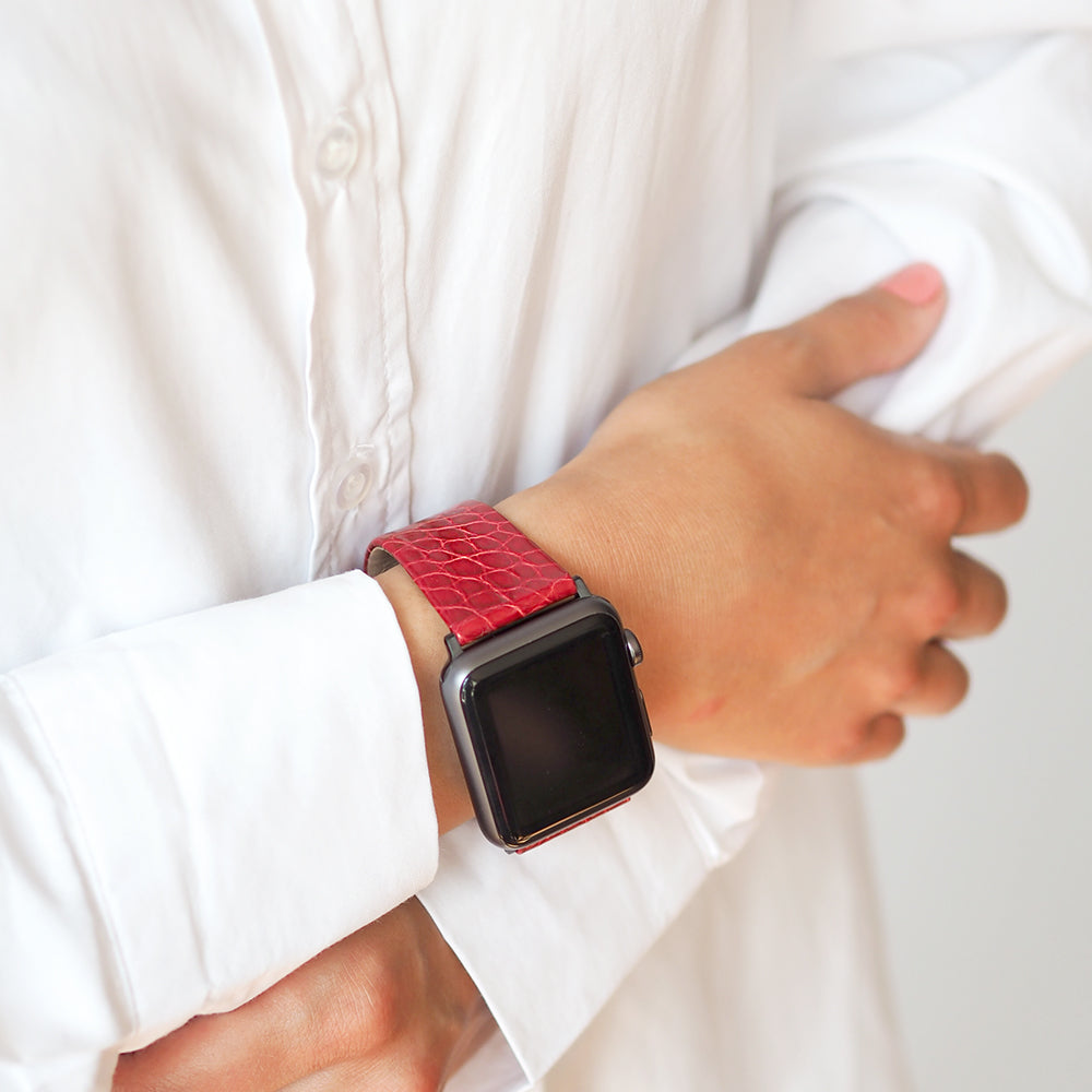 Real Alligator Strap Apple Watch 40/41mm Red | Marcel Robert - 23