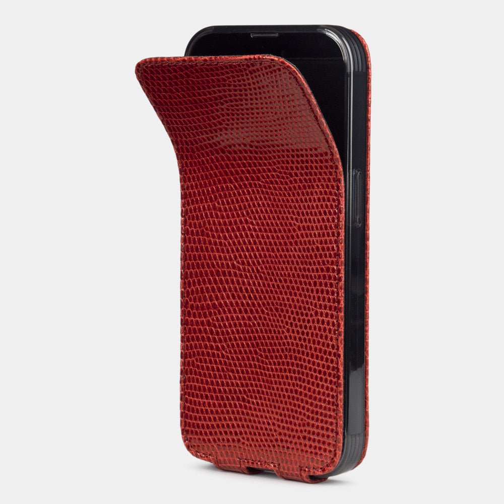 Red Lizard Leather Case iPhone 14 Pro | Marcel Robert - 3