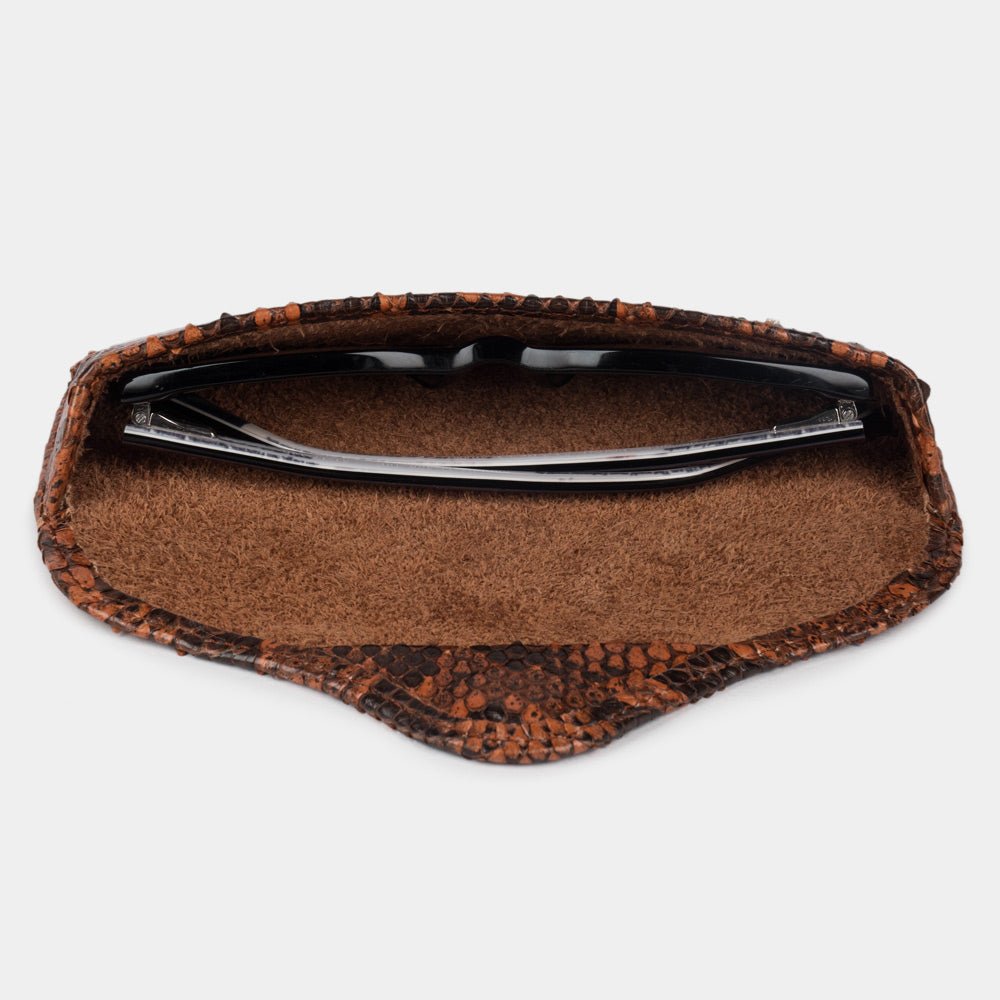Casual Glasses Case in Python Gold Leather | Marcel Robert - 3