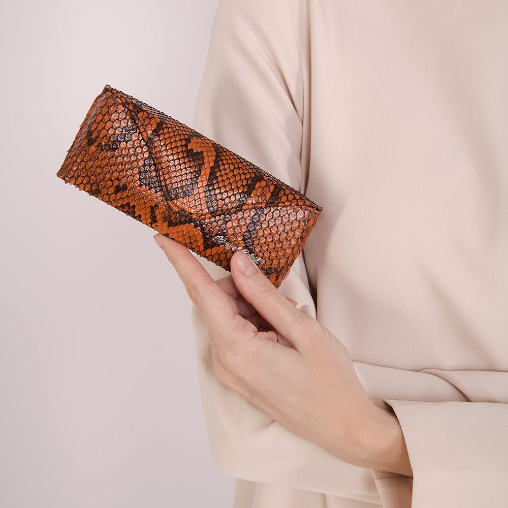 Casual Glasses Case in Python Gold Leather | Marcel Robert - 5