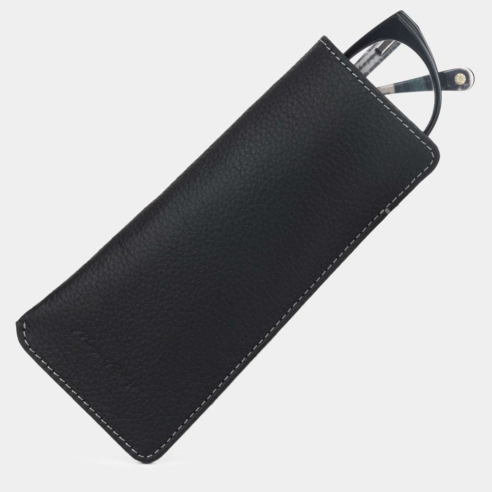 Black Leather Glasses Pouch fits in Pocket | Marcel Robert - 0