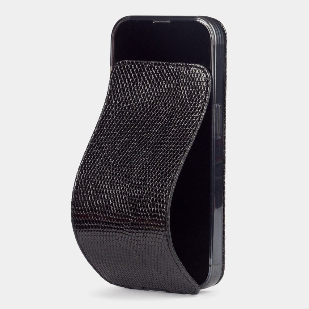 Elegant Black Lizard Folio Case iPhone 14 Pro | Marcel Robert - 0
