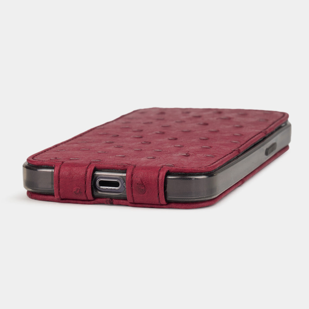Ostrich Leather Case iPhone 13 Pro Max Fuchsia | Marcel Robert - 5