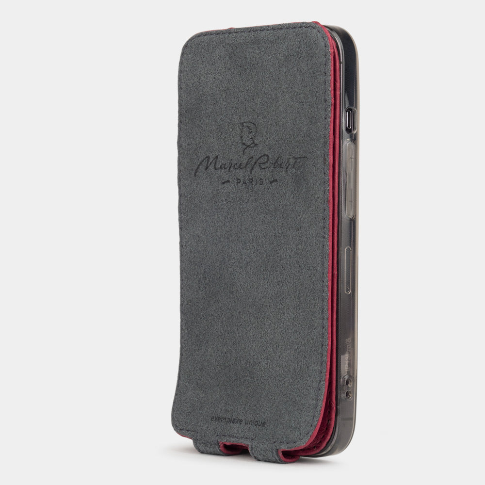 Ostrich Leather Case iPhone 13 Pro Max Fuchsia | Marcel Robert - 4