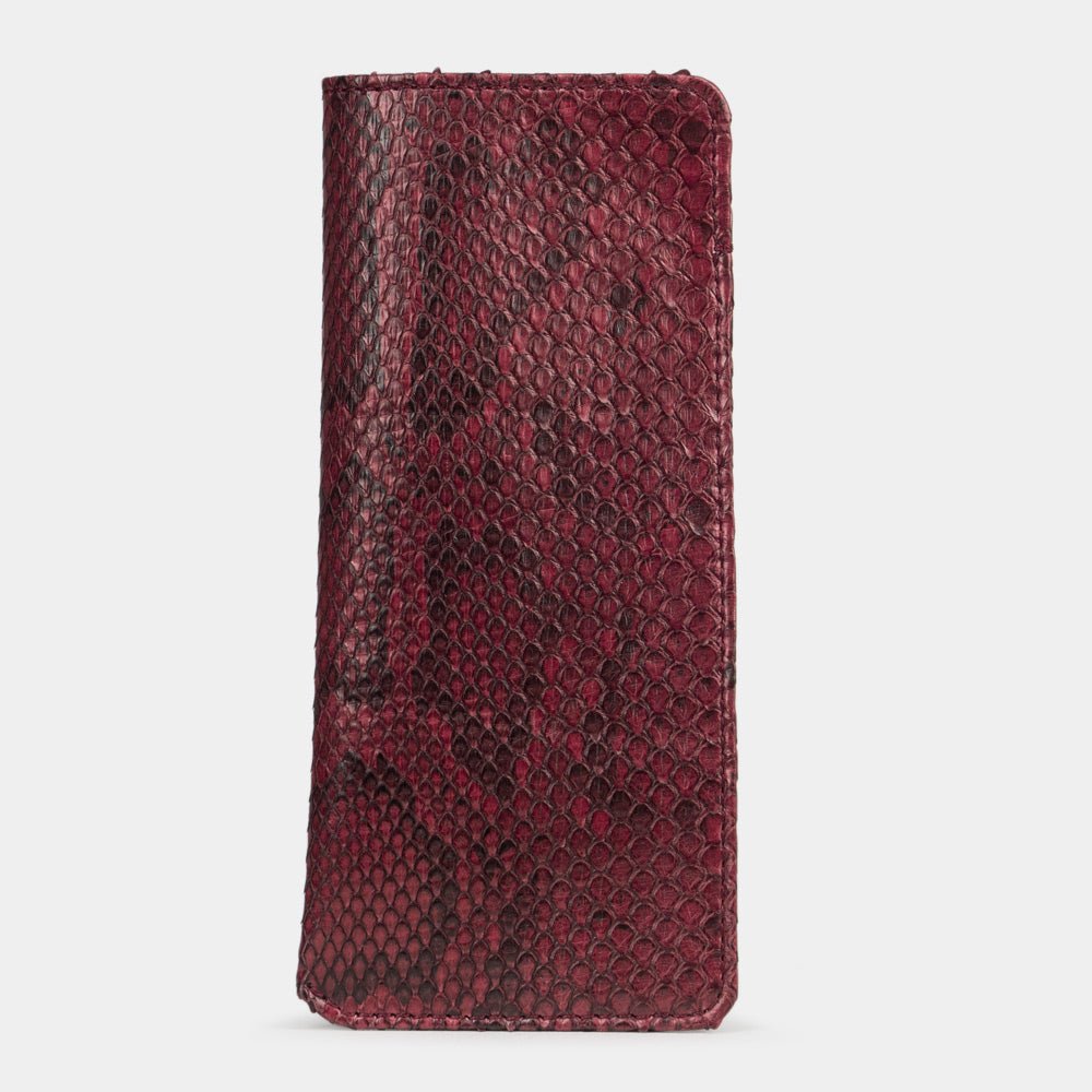 Soft Leather Pocket Glasses Pouch Python Dark Red | Marcel Robert - 1