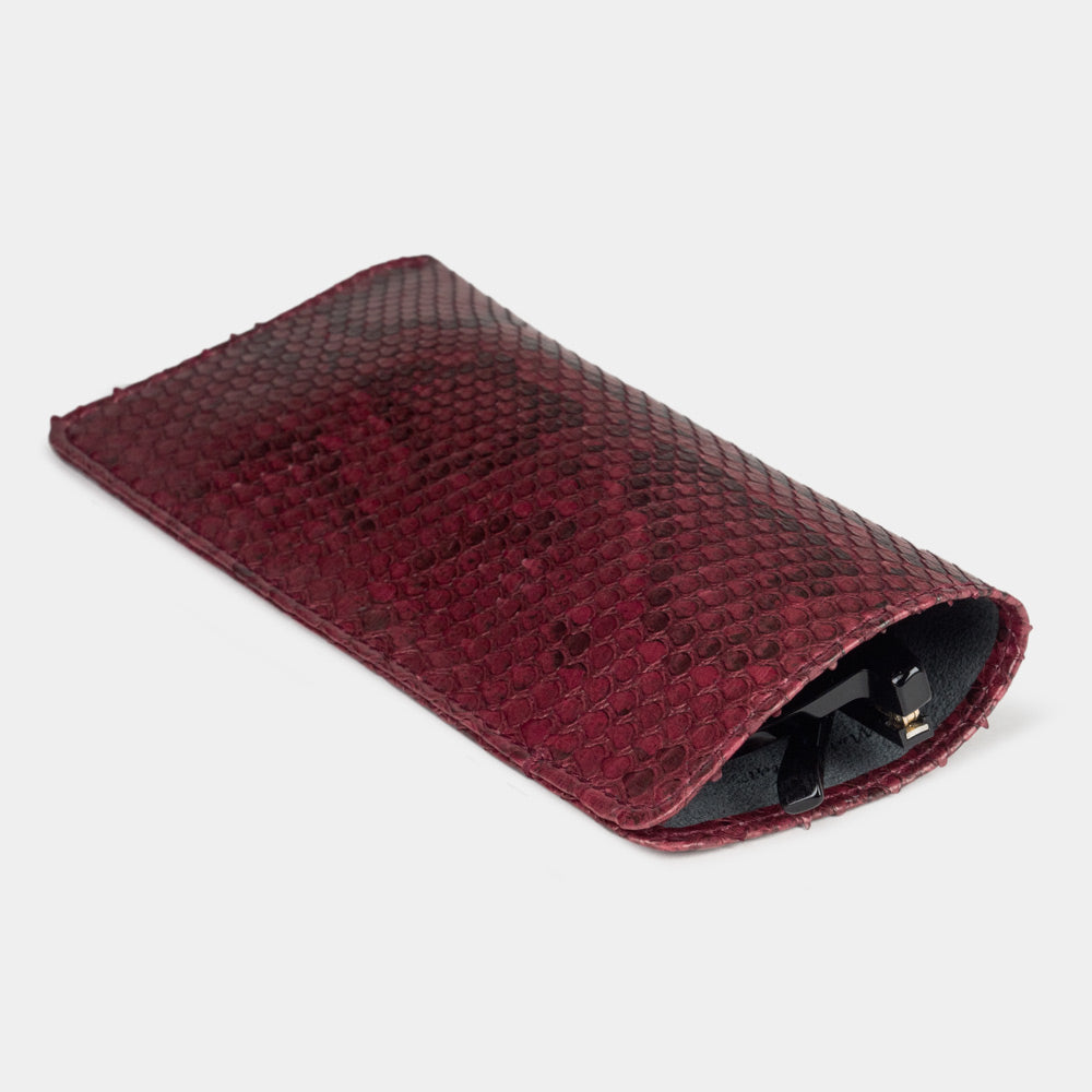 Soft Leather Pocket Glasses Pouch Python Dark Red | Marcel Robert - 2