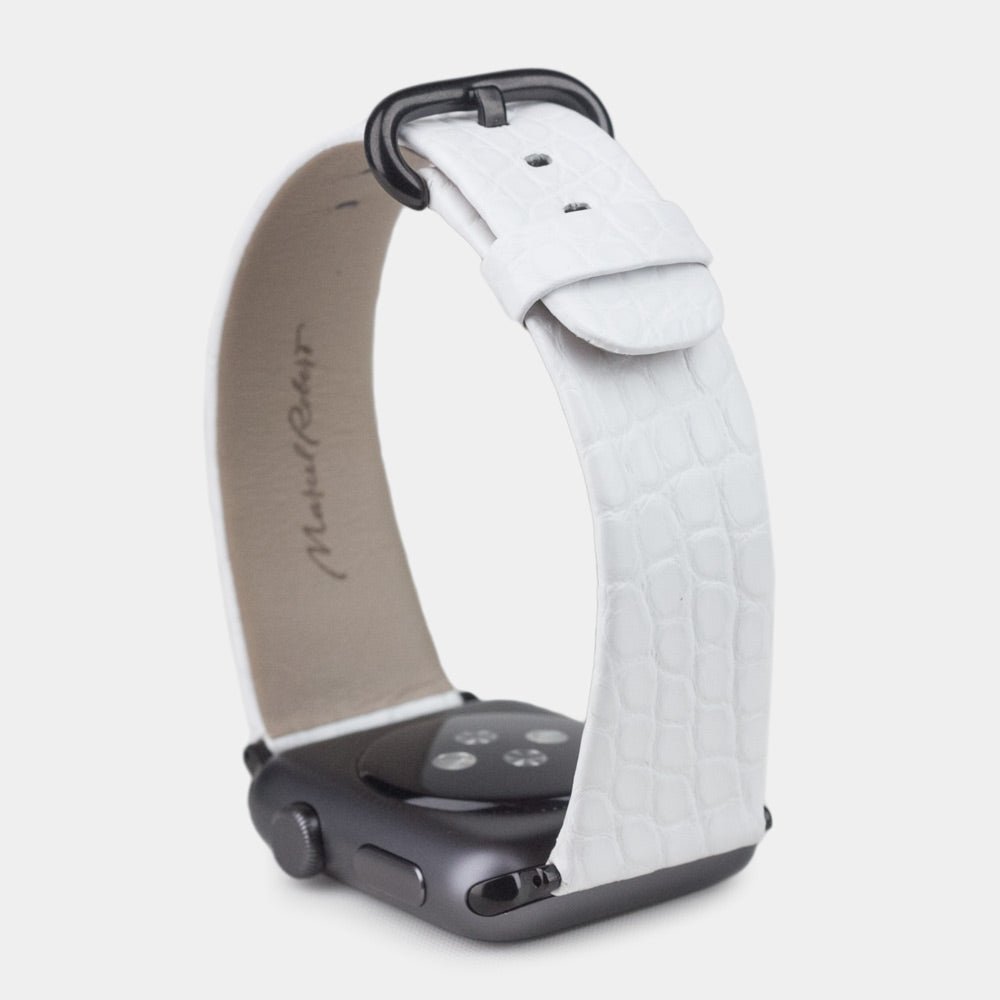 White Alligator Strap Apple Watch 41/42mm | Marcel Robert - 7