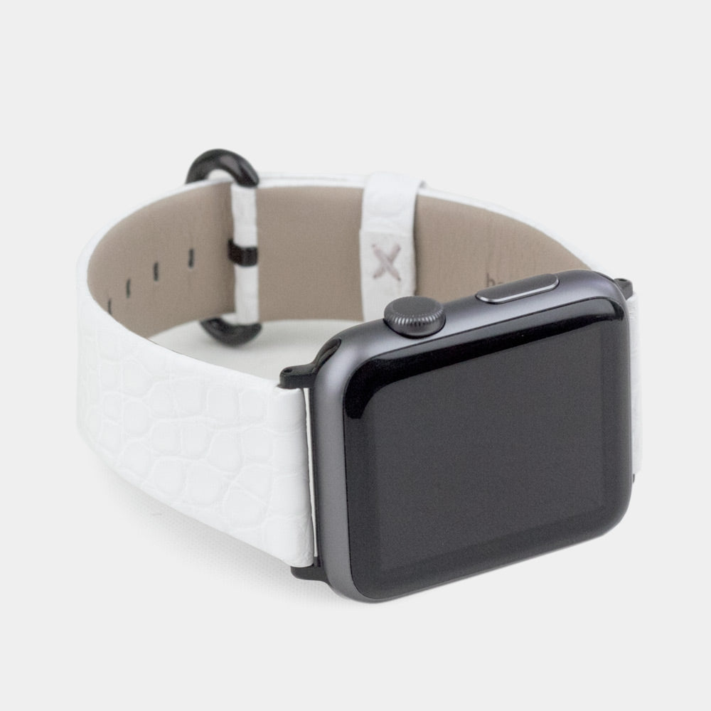 White Alligator Strap Apple Watch 41/42mm | Marcel Robert - 5