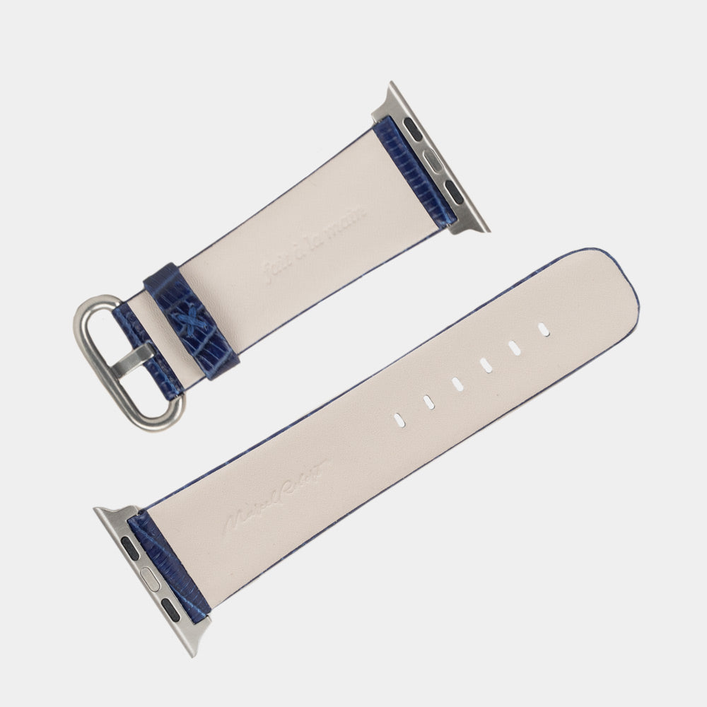 Luxury Lizard Strap Apple Watch 41/42mm Blue | Marcel Robert - 3