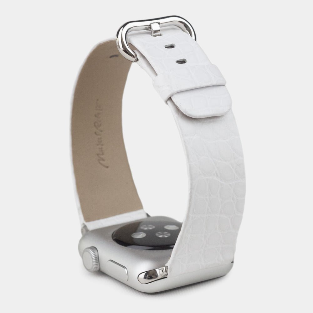 White Alligator Strap Apple Watch 41/42mm | Marcel Robert - 2