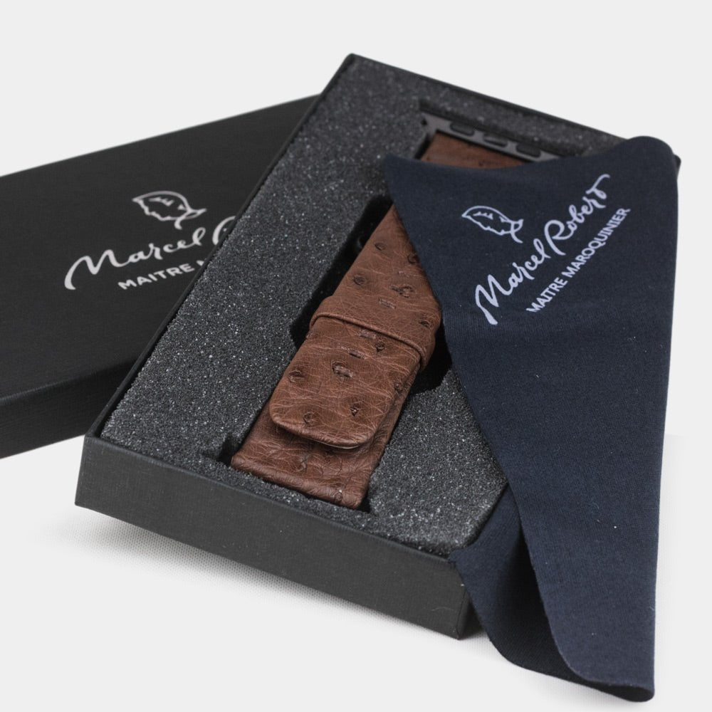 Ostrich Leather Strap Apple Watch 41/42mm Brown | Marcel Robert - 10