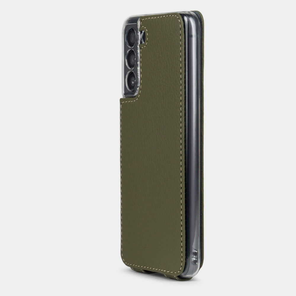 Leather Flip Case Galaxy S21 FE Green | Marcel Robert - 1