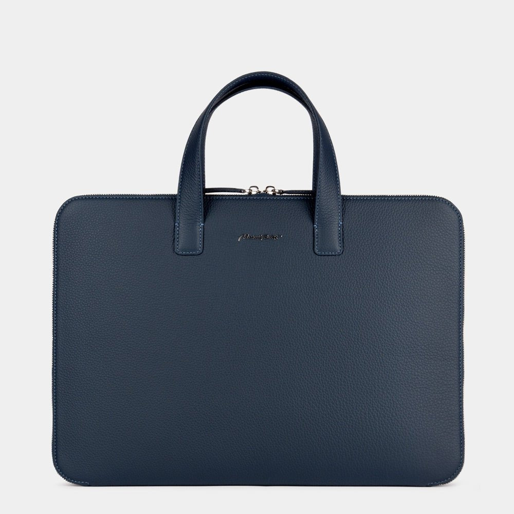 Perfect Blue Leather Bag for Notebook 17'' | Marcel Robert - 0