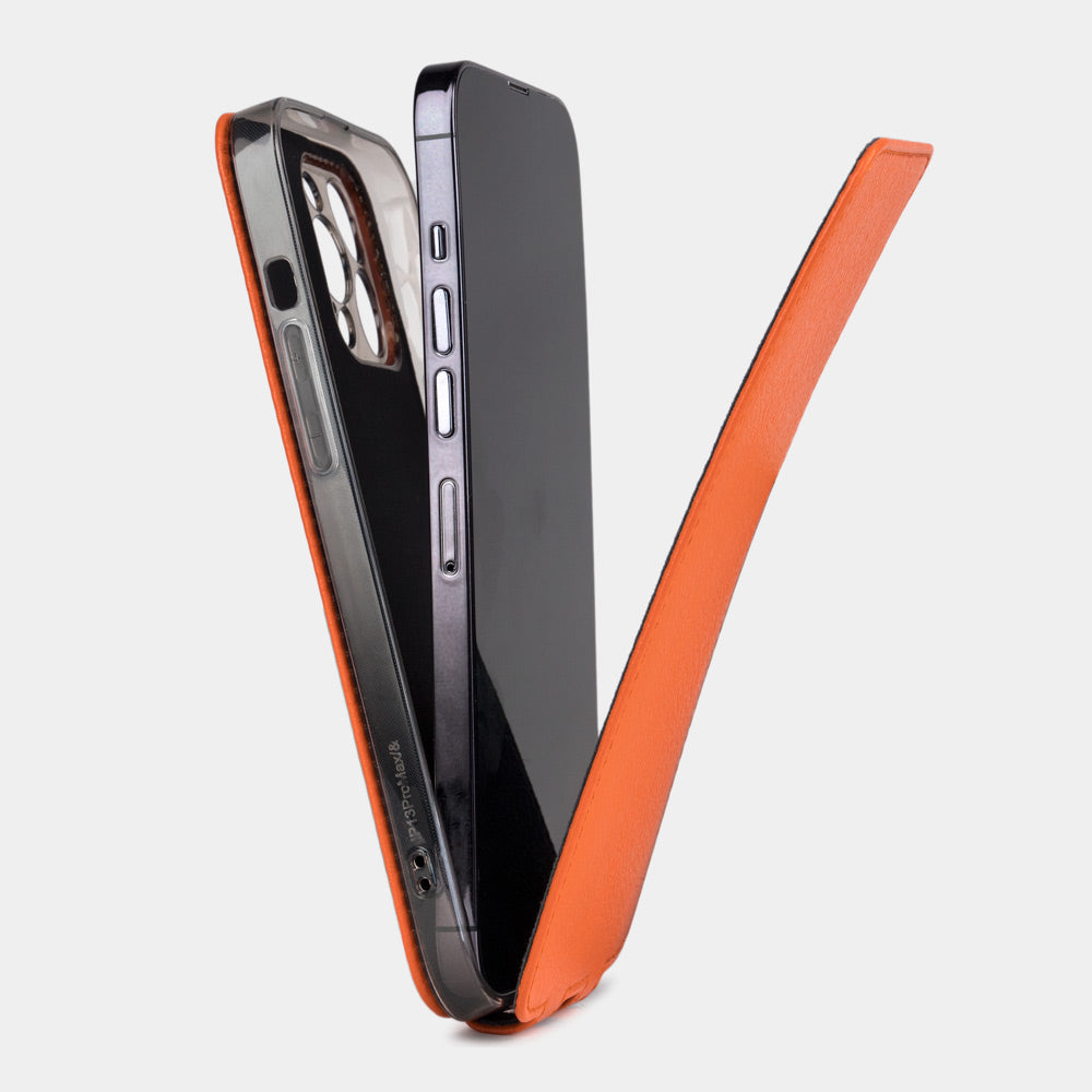 Orange Calf Leather Case iPhone 14 Pro Max | Marcel Robert - 2