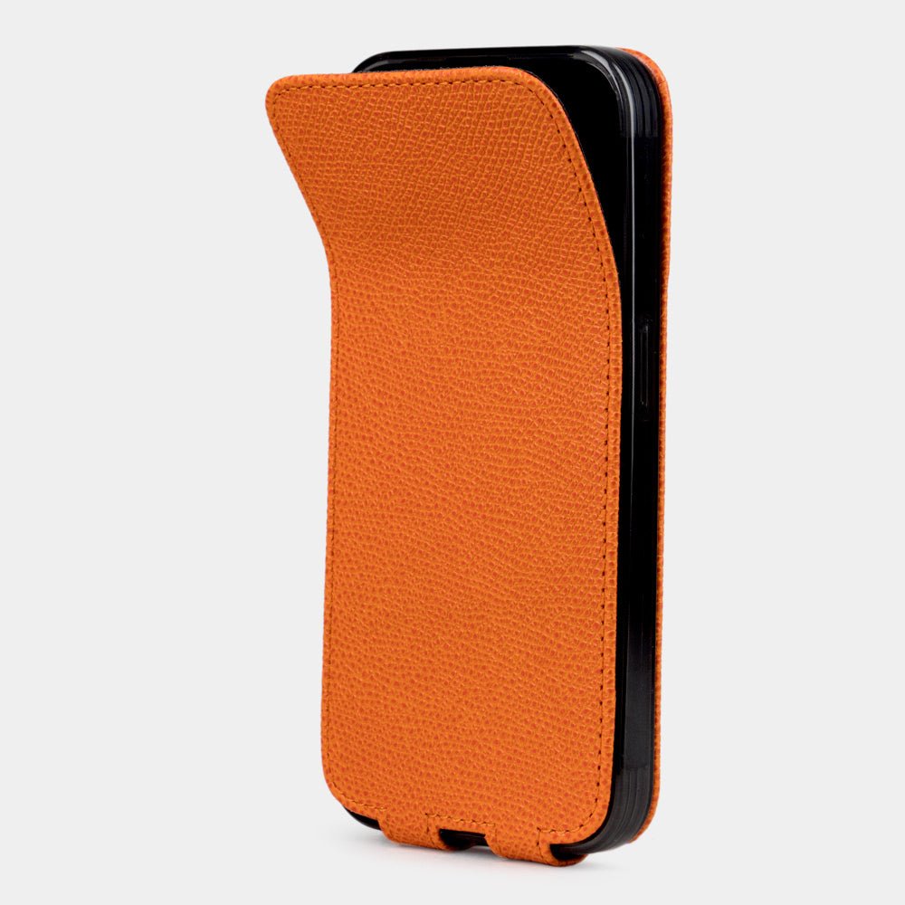 Orange Leather Flip Case iPhone 15 Pro Max | Marcel Robert - 1