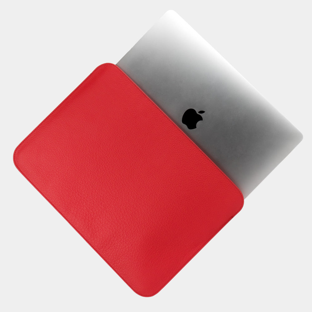 Red Pouch for Macbook 14'' Natural Leather | Marcel Robert - 1