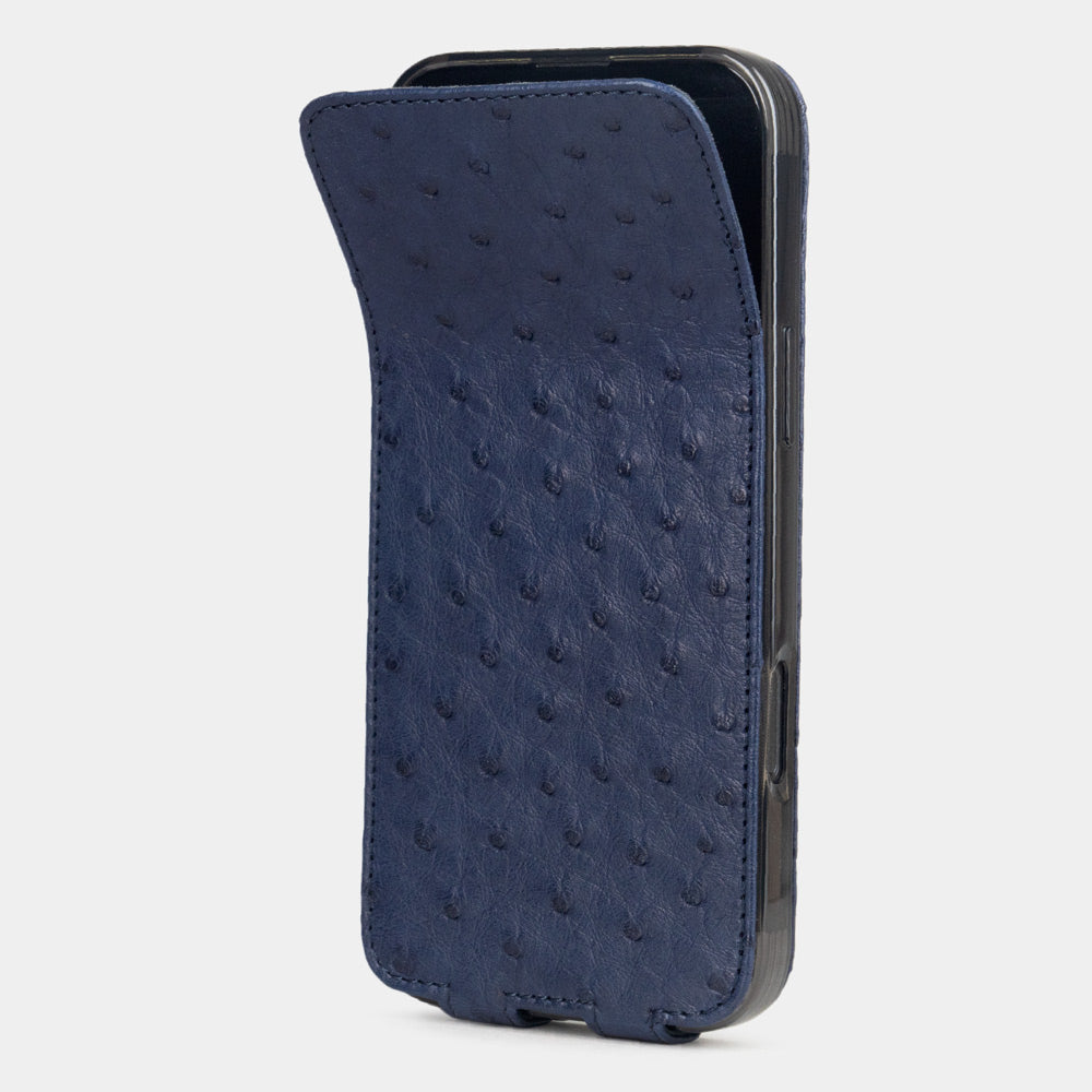 Blue Ostrich Leather iPhone 16 Pro Case | Marcel Robert - 8