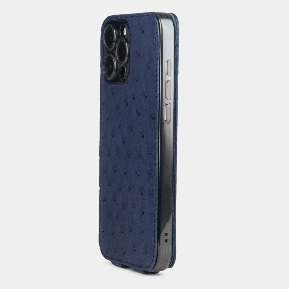 Blue Ostrich Leather iPhone 16 Pro Case | Marcel Robert - 23