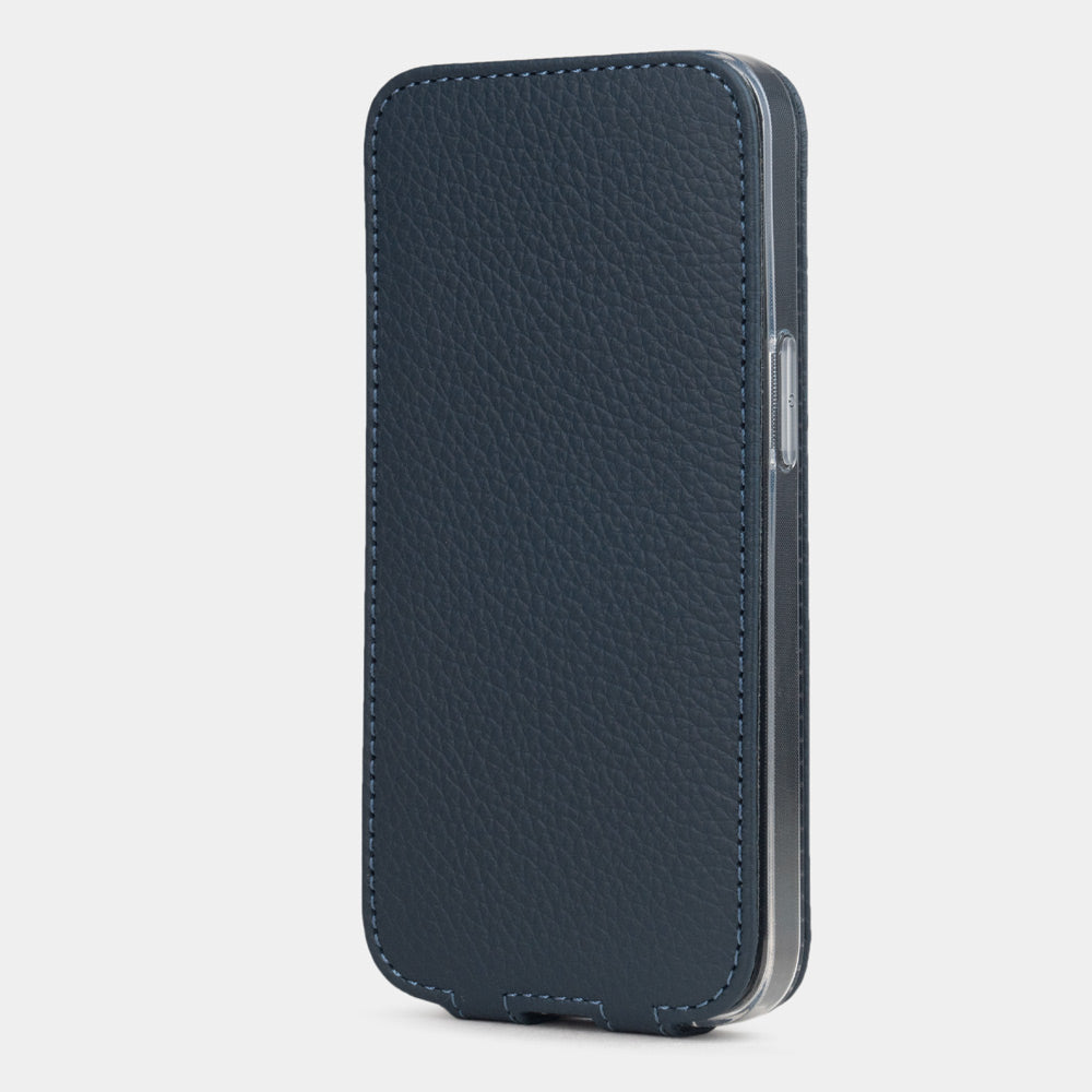 Protection élégante pour iPhone 16e en cuir bleu de qualité supérieure, étui à rabat stable pour votre téléphone