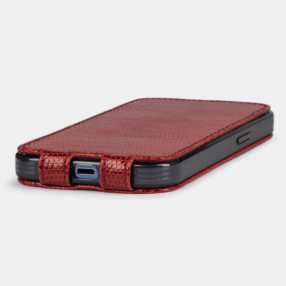Genuine Lizard Leather  Case iPhone 13 mini Red | Marcel Robert - 3