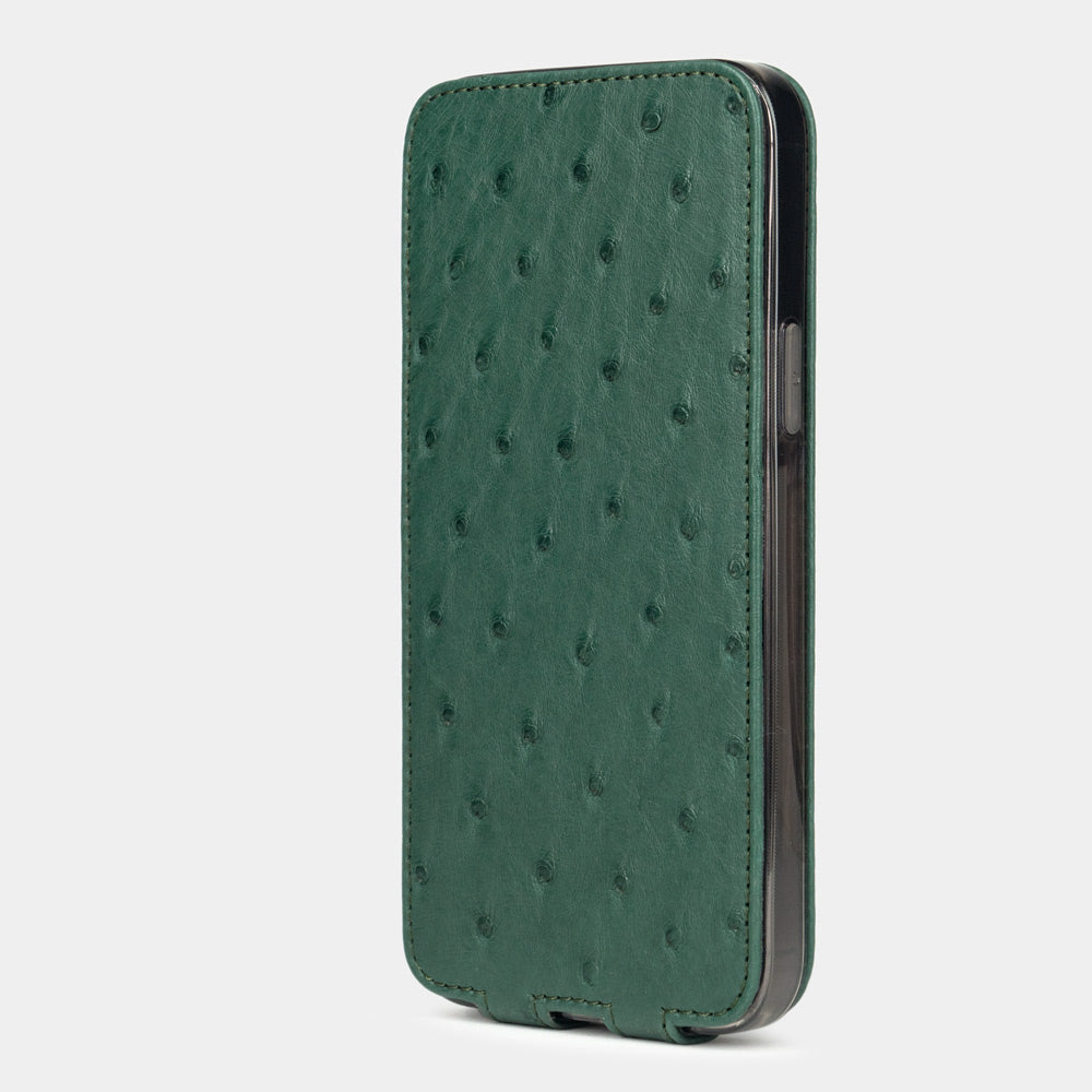 Ostrich Leather Case iPhone 12 mini Green | Marcel Robert - 4