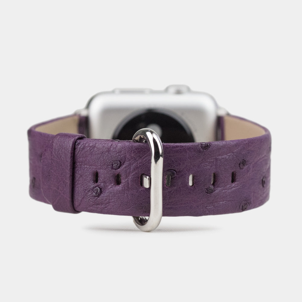 purple ostrich strap apple watch steel adapters and buckle main image