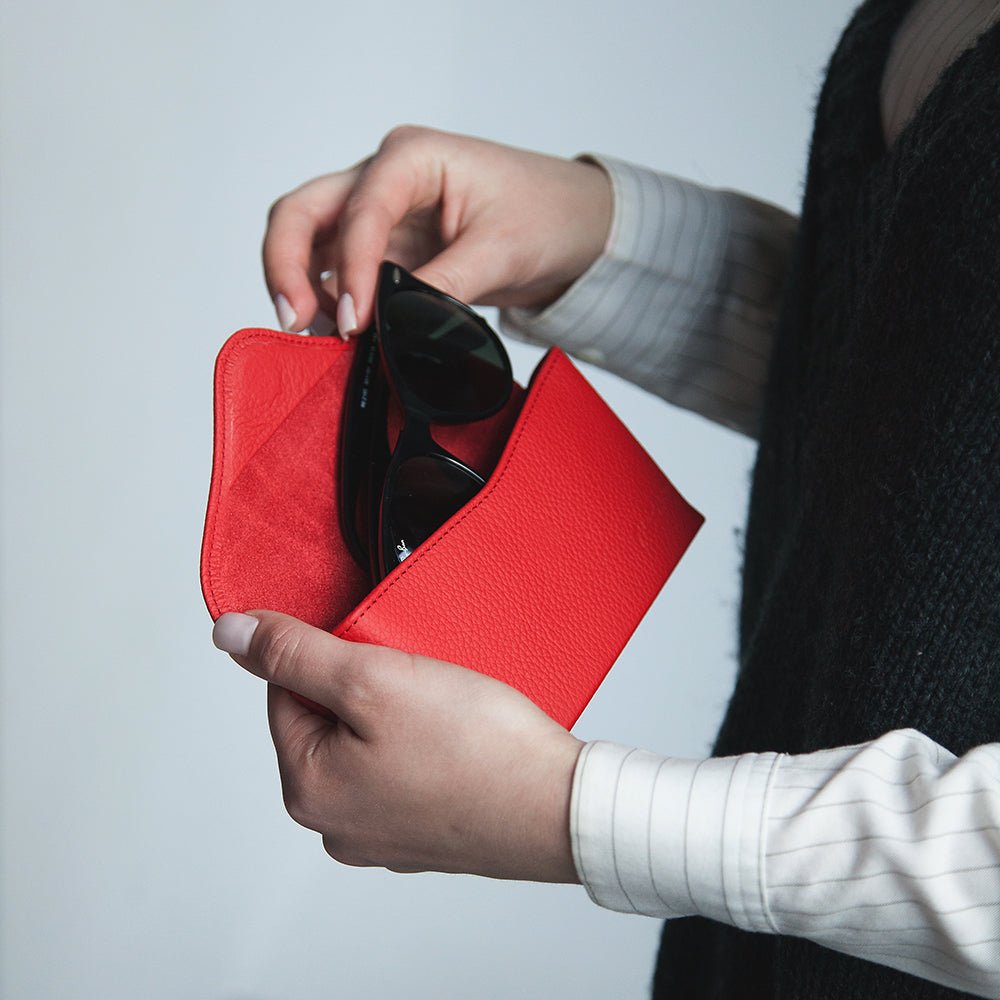 Leather Sunglasses Case "Riviera" in Red | Marcel Robert - 1