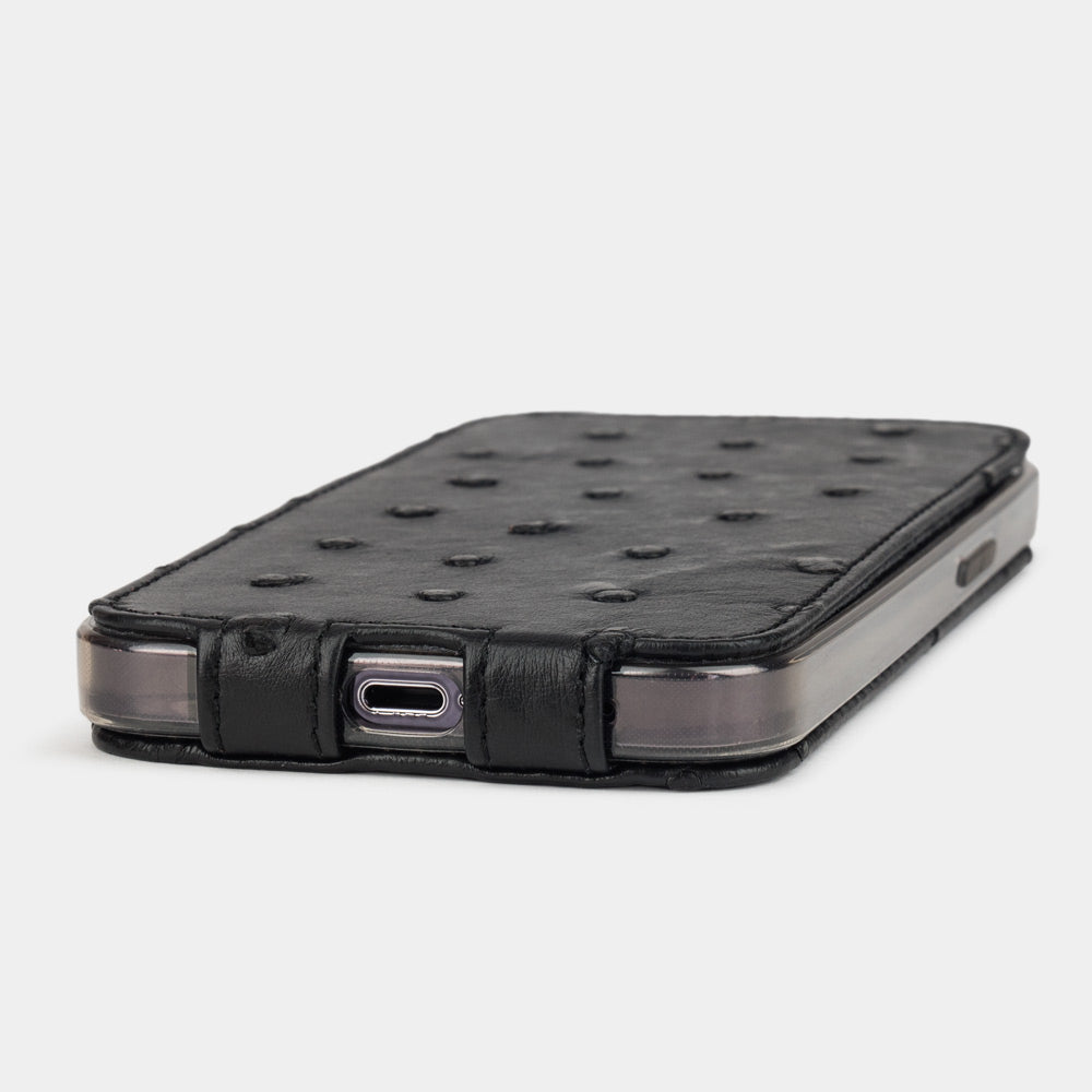 Ostrich Leather Case iPhone 13 Pro Max Black | Marcel Robert - 4