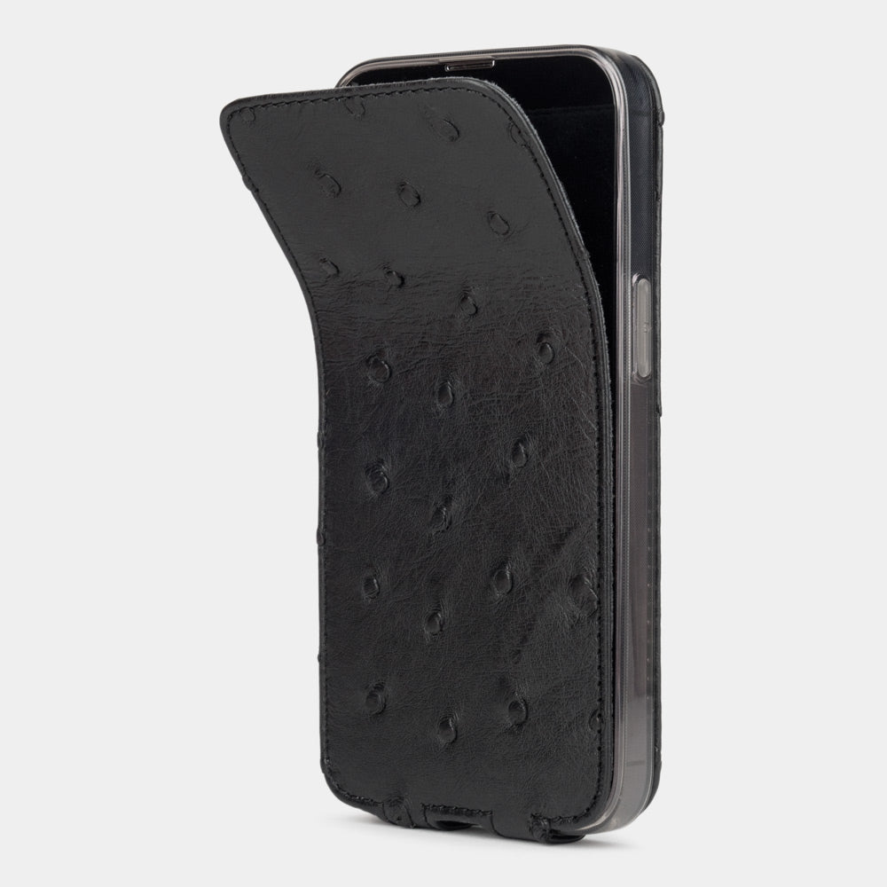 Ostrich Leather Case iPhone 13 Pro Max Black | Marcel Robert - 3