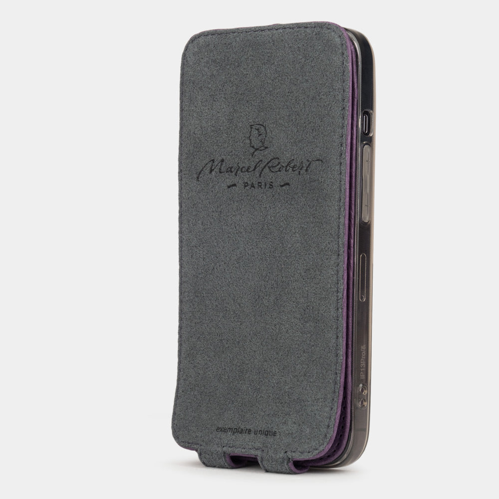 Purple Ostrich Leather Case iPhone 14 Pro Max | Marcel Robert - 2